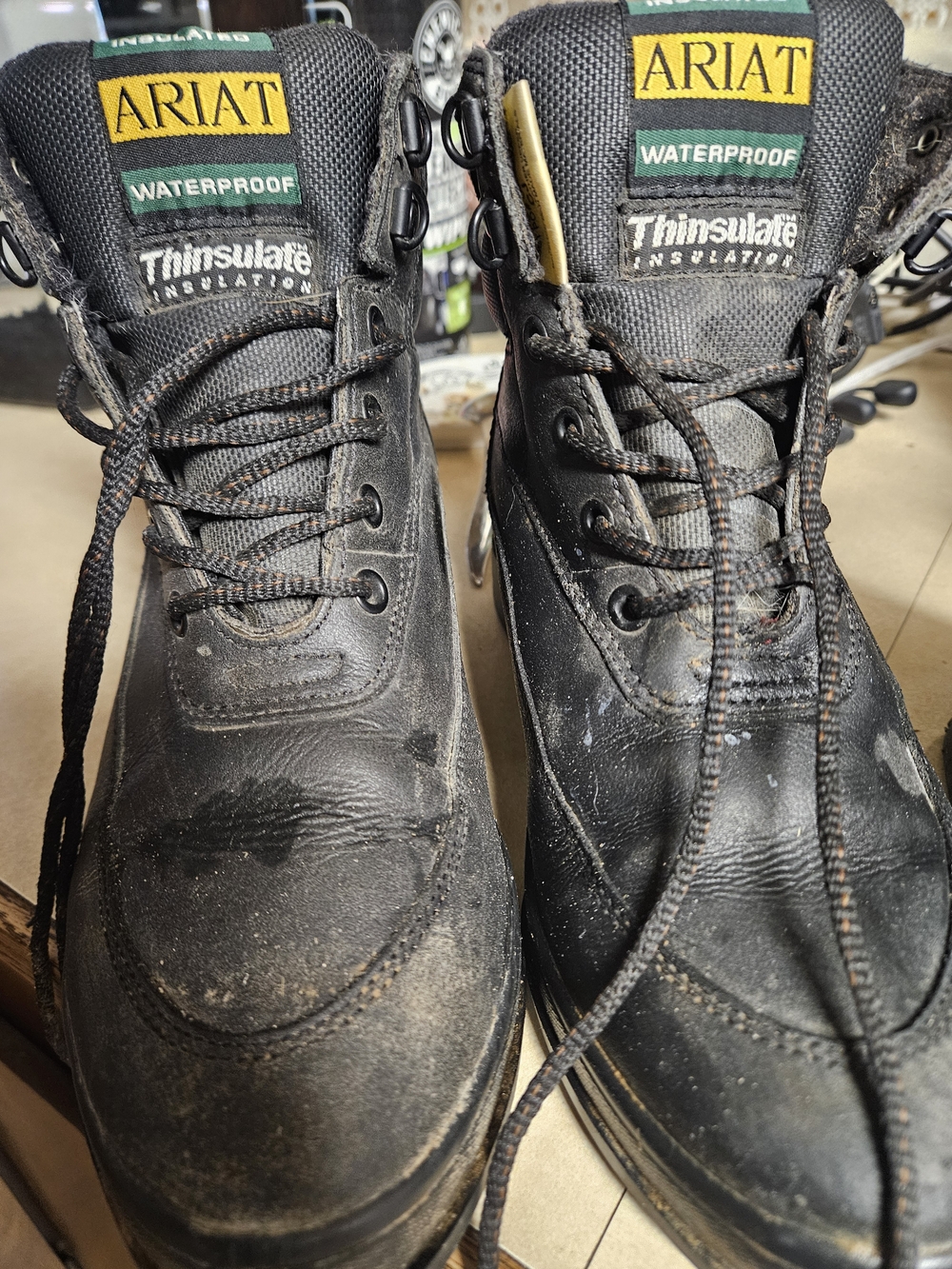 Ariat Black Men's Waterproof Work Boots with Thinsulate Labels